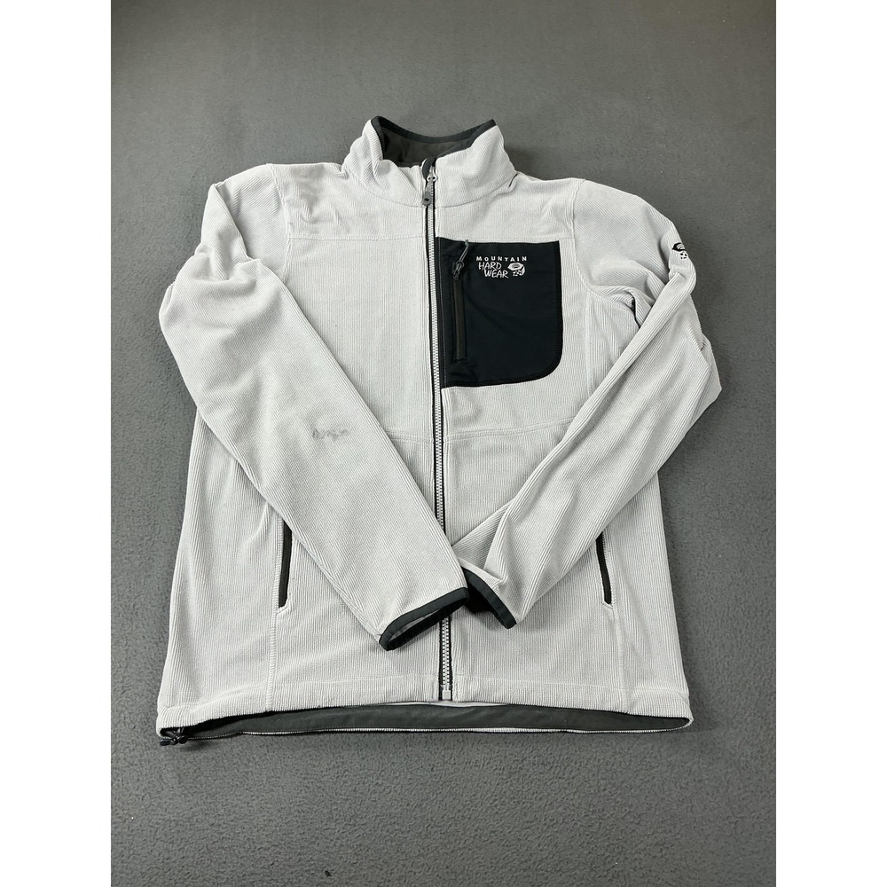 Mountain Hardwear Jacket Mens S Gray Fleece Full Zip Stand-Up Collar Hiking